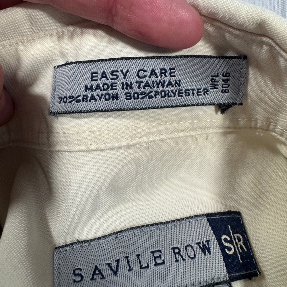 Savile Row Mens Button Up Shirt Size 16 Champagne Easy Care Comfort Office Work - Picture 6 of 11